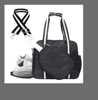 Sac de sport portable beige grande capacité pour le tennis et le pickleball, idéal pour raquettes, sac fourre-tout bandoulière personnalisé