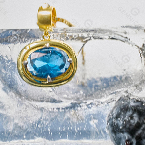 Collana Gemnel con Pietra Portafortuna, 12 Colori del Mese, Zirconia Cubica, in Argento 925 Dorato, Design a Polsino Rotondo per Donna - Product Image 5