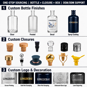 Bouteille de whisky/vodka en verre <span class=keywords><strong>Magnum</strong></span> vide de 750 ml avec bouchon, design rond avec logo client - Product Image 4