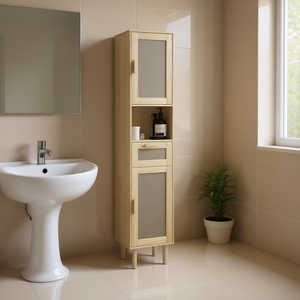 Meuble de salle de bain en bois, 3 niveaux, design minimaliste, étagère de rangement gain de place - Product Image 2