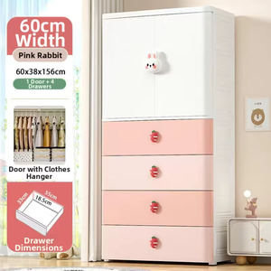Armoire <span class=keywords><strong>de</strong></span> <span class=keywords><strong>rangement</strong></span> <span class=keywords><strong>pour</strong></span> bébé <span class=keywords><strong>de</strong></span> 60 cm, 3 à 5 niveaux, en plastique, avec tiroirs, motif dessin animé, <span class=keywords><strong>pour</strong></span> vêtements et jouets d'enfants, avec serrure, vente en gros <span class=keywords><strong>pour</strong></span> la crèche - Product Image 3