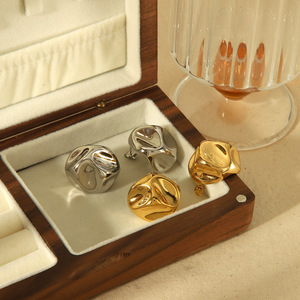 Irregular Spherical <b>Titanium</b> Steel <b>Stud</b> Earrings Geometric Design Colorfast European American Style Niche Fashion Jewelry - Product Image 1