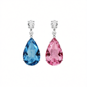 Eleganti Orecchini Pendenti da Donna con Cristalli, a Goccia Rosa, Taglio Brillante Rotondo, Montatura a Griffe, Gioielli Romantici per Feste - Product Image 1