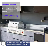 Meubles de cuisine extérieurs modernes et étanches en bois pour villa, design personnalisé et accessoires