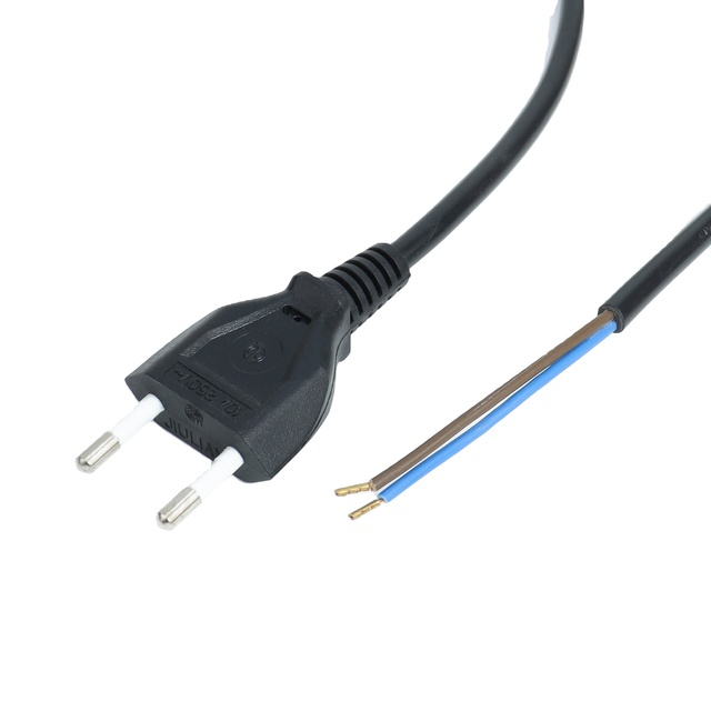 VDE EU Two Prong H03VVH2-F 0.75mm² Power Cord 2 Pin Plug 2.5A 250V 2 Core Cable Stripped Female for Home Appliance