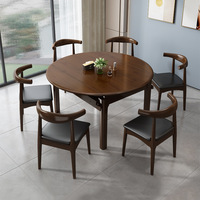 Table à manger extensible et pliable en bois massif, style nordique, convertible carré/rond, pour la maison et l'appartement