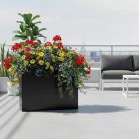 Pot de fleurs extérieur en acier laminé à froid, design nordique moderne, écologique, à large ouverture, avec trou de drainage et revêtement en poudre