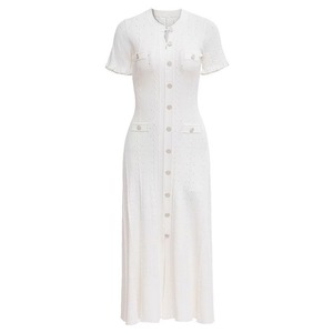 Abiti Lunghi Estivi da Donna all'Ingrosso, Eleganti e Aderenti in Stile Francese, con Scollo Rotondo, Maniche Corte e Dettagli Traforati - Product Image 6
