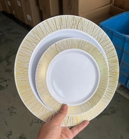 Ensembles de vaisselle or rose, assiettes jetables en plastique, ustensiles très résistants, vaisselle jetable en plastique pour fête et mariage