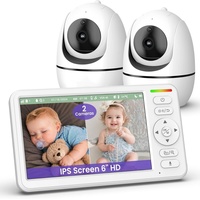 Conexión de Largo Alcance a Prueba de Hackings de 1000 pies, Pantalla HD de 5 Pulgadas y 720p Nítida, 360 °   Monitor para Bebés con Pantalla Dividida Sin WiFi y 2 Cámaras