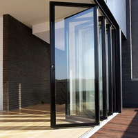 Portes pliantes en verre pour l'intérieur, séparateur de salon, système de portes pliantes en verre à économie d'énergie pour villa et appartement