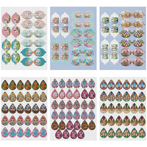 Fiore <span class=keywords><strong>di</strong></span> pasqua coniglio uovo <span class=keywords><strong>di</strong></span> carota forma <span class=keywords><strong>di</strong></span> fiocco stampato Litchi in finta pelle per orecchini portachiavi per festa in pelle sintetica - Product Image 1