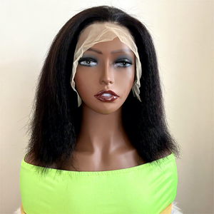 Perruque courte bouclée Pixie Bob en cheveux humains, pré-épilée, chic, blond <span class=keywords><strong>miel</strong></span> avec mèches, sans colle, dentelle HD transparente, prête à porter - Product Image 4