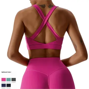 Sport BH Custom Logo 78% Nylon 22% Spandex Sexy Sport Tops Outdoor Laufen Workout Fitness Yoga BH