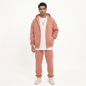 Haute qualité taille libre vert survêtements veste à glissière et pantalon survêtement en gros survêtement unisexe sweats à capuche d'usine - Product Image 1