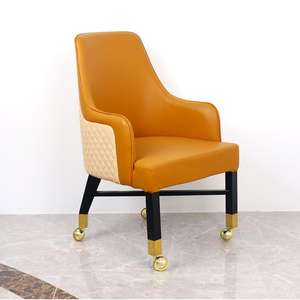 Chaise d'invité abordable tapissée en cuir de luxe mode Art <span class=keywords><strong>Casino</strong></span> baccarat salle de <span class=keywords><strong>jeux</strong></span> lieu de divertissement roulettes coulissantes - Product Image 1