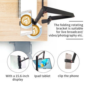 Support Paresseux <span class=keywords><strong>de</strong></span> Lit pour Téléphone et <span class=keywords><strong>Tablette</strong></span>, Fixation pour Moniteur Multi-Angles à 3 Bras, Pince <span class=keywords><strong>de</strong></span> Conception pour Bureau à Domicile, Support Métallique pour Ordinateur Portable - Product Image 5