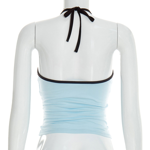 Viviblook C26TP033 Chaleco de Verano para Mujer, Top Casual Nuevo con Bloques de Color, Top Halter Sexy con Cordones para Damas - Product Image 3