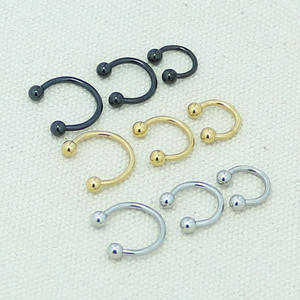 Stainless Steel C-Bar Ring Ear Cartilage <b>Stud</b> Lip <b>Nose</b> Nipple Piercing Jewelry Unisex U-Shaped Ball Design - Product Image 4