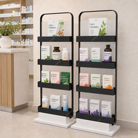 Étagère de présentation de pharmacie en métal à 4 niveaux, présentoir de vente au détail pour vitamines et compléments alimentaires, pour les magasins de produits de santé