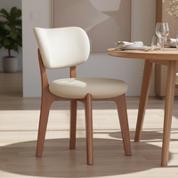 Chaises de salle à manger portables ergonomiques haut de gamme de style nordique moderne, dossier en bois massif, revêtement en cuir, design élégant pour la maison et la salle de bain