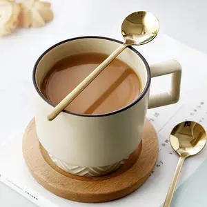 Groothandel Custom 300Ml Keramische Koffie Melk Cup Mok Drinkware Draagbare Cup Granen Ontbijt Kantoor Mokken