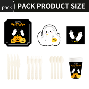 DAMAI Customized Halloween Theme Little Ghost Paper Tableware Set Disposable Paper Plates Cups Napkins Set - Product Image 6