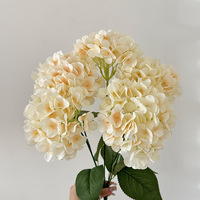Bouquet de 5 têtes d'hortensias artificiels en soie bleu clair, 48 cm, préservés, pour centres de table de mariage et décorations de table