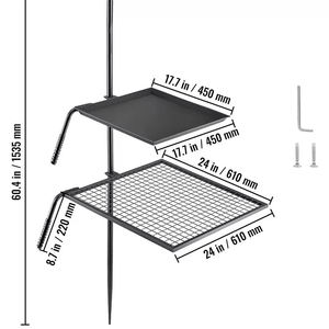 Parrilla de barbacoa portátil de doble capa con parrilla de malla y plancha, de alta resistencia, con altura ajustable y base giratoria, para exteriores, al por mayor - Product Image 2