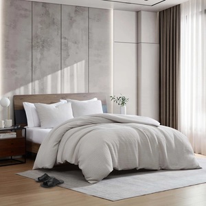 Ensemble de housse de couette en <span class=keywords><strong>piqué</strong></span> gaufré 100% coton de haute qualité, taies d'oreiller assorties, certifié Oeko-tex, ensembles de literie blancs - Product Image 2