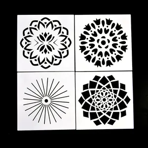 Wholesale PET Wall Decor Stencil Set Painting Stencil 16 Pcs Reusable Mandala Stencils