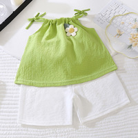 Nouvel ensemble camisole et short aux couleurs vives pour l'été, tenue d'été élégante en deux pièces pour filles, vêtements pour enfants