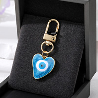 Porte-clés personnalisé en acier inoxydable bleu, motif Cœur turc et Œil de Diable, Bijou de mode de haute qualité, Imprimé en typographie