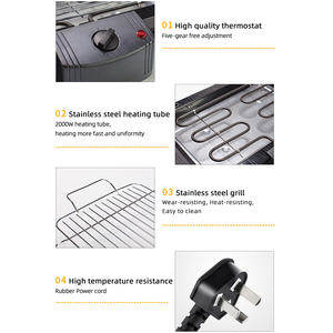 Barbecue électrique portable multifonctionnel en acier inoxydable de 2000 W <span class=keywords><strong>avec</strong></span> contrôle de la température, sans fumée, <span class=keywords><strong>avec</strong></span> <span class=keywords><strong>bac</strong></span> à <span class=keywords><strong>eau</strong></span> - Product Image 4