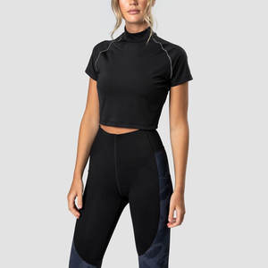 Los Mejores Fabricantes OEM, Tops Cortos Personalizados para Mujer, Transpirables, de Colores Sólidos, Camisetas Cortas para Mujer, Tops Cortos Lisos - Product Image 1