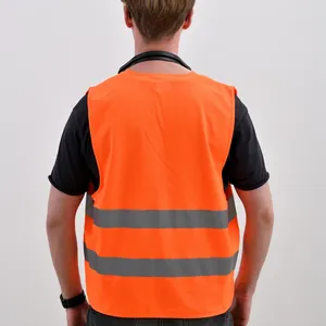 Hi Vis Workwear Orange Safety Vest ENISO20471 Chaleco Reflectante OEM/ODM For Construction Safety With Customized Logo Printing