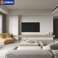 Système mural TV minimaliste en bois massif - Unité de rangement murale complète personnalisée pour salon, intégration de toute la maison