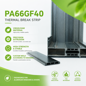Bande de rupture <span class=keywords><strong>thermique</strong></span> en polyamide 66 (PA66 GF25) conforme aux normes, taille personnalisée pour fenêtres en <span class=keywords><strong>aluminium</strong></span> et murs-rideaux - Product Image 1
