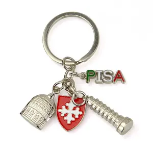 Amostra grátis Keychain Logotipo Chaveiro de Metal Criativo 3D Itália Esmalte Personalizado Lembranças Keychain Para O Presente Personalizado