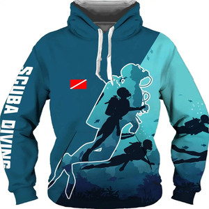 Envío Directo hombres mujeres sudaderas con capucha patrón de buceo sudaderas con capucha al aire libre Casual manga larga de gran tamaño pulóver sublimación Tops - Product Image 3