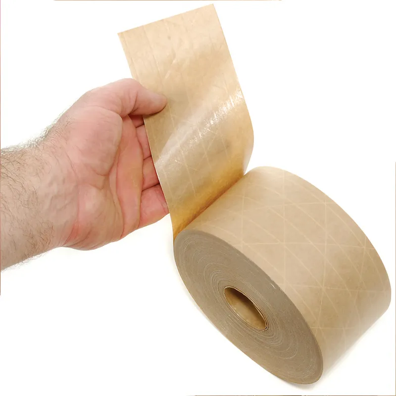 Water Activated Starch-based Brown Adhesive Reinforced Gummed Kraft Paper Packing Tape