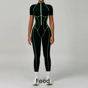 Tuta Sportiva Estiva da Donna, Set Yoga Cross-Border, Abbigliamento Fitness, Bellissima Tuta Yoga Corta con Colori a Contrasto - Product Image 6