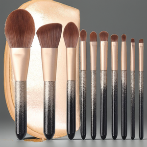 Ensemble de pinceaux de maquillage professionnels ENZO KEN, poils de zibeline naturels, manche en métal, sac doré de luxe, paillettes, pinceau pour les yeux, fard à paupières, <span class=keywords><strong>visage</strong></span>, pinceau de voyage - Product Image 5