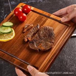 Tabla de cortar cuadrada de madera maciza de 20x20 cm, color retro, tabla de cortar para cocina, bandeja para servir queso, carne y pizza - Product Image 5