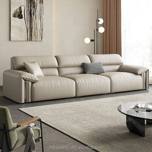 โซฟาหนังสไตล์โมเดิร์นมินิมอล โซฟาหนังสำหรับห้องนั่งเล่น โซฟาหนังหรูหรา 3 ที่นั่ง - Product Image 3