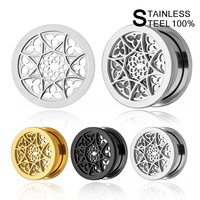 Tunnel d'oreille punk cool en acier inoxydable à visser, dilatateur, boucles d'oreilles, piercing corporel hip-hop pour les oreilles