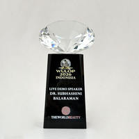 Plaque en verre personnalisée avec base en cristal noir imprimée UV, trophée en cristal transparent jaune, trophée en cristal diamant