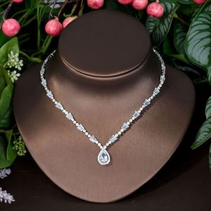 HIBRIDE High Quality Cubic Zirconia Wedding Necklace and Earrings Luxury Bridal Jewelry Sets for Bridesmaids Accessories N-609 - Product Image 4