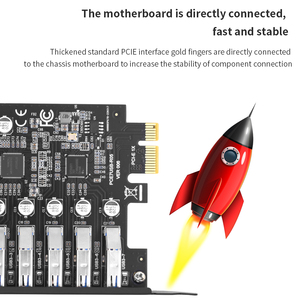 Tarjeta de Expansión TISHRIC PCIe 1X USB 3.0 de 5 Gbps y 7 Puertos, Solo para Periféricos USB, Adaptador para PC de Escritorio - Product Image 6