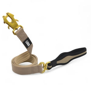 Tali hewan peliharaan nilon tugas berat pegangan empuk Neoprene lembut tali anjing taktis penuntun hewan peliharaan dengan klip katak - Product Image 2